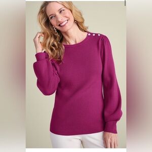 NWT Soft Surroundings Tyla Button Shoulder Sweater Small